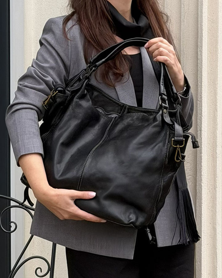 HOBO VINTAGE™ Hobo-Bag Beuteltasche Damen aus echt Leder