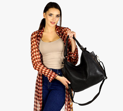 HOBO VINTAGE™ Women's hobo bag made of genuine leather