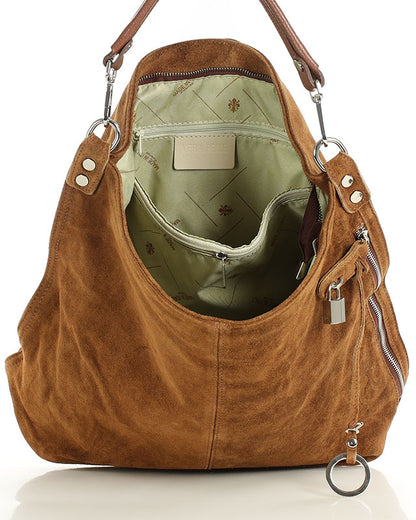 BORANO WILD™ Suede Beuteltasche Hobo für Damen aus italienischem Wildleder