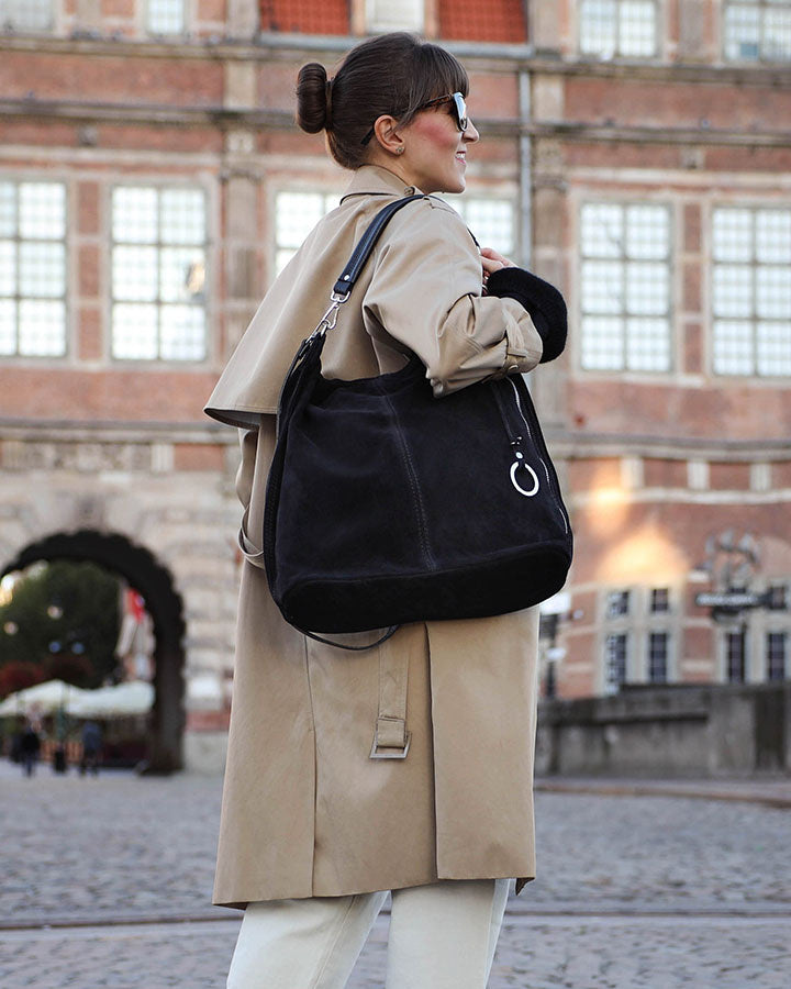 BORANO WILD™ Suede Beuteltasche Hobo für Damen aus italienischem Wildleder