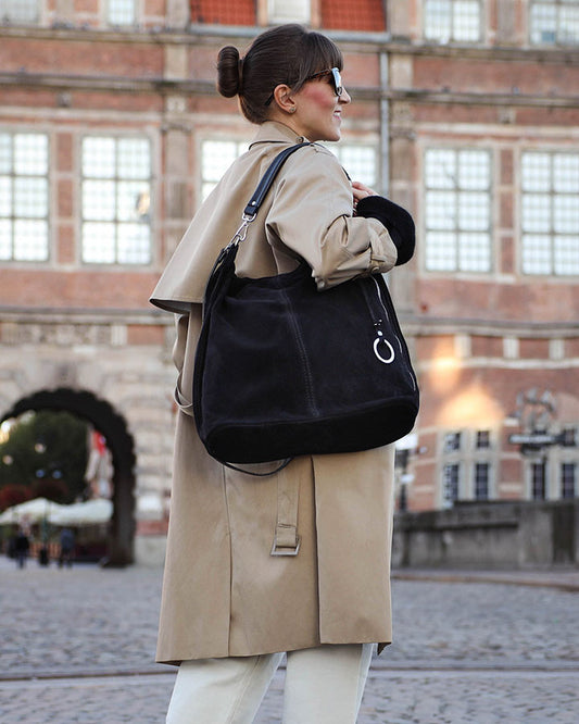 BORANO WILD™ Suede Beuteltasche Hobo für Damen aus italienischem Wildleder