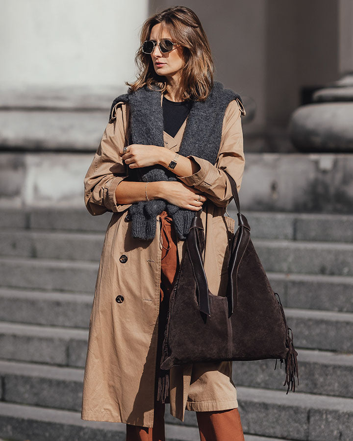 BINOTTO WILD™ Damen Hobo Beuteltasche und Umhängetasche aus italienischem Wildleder