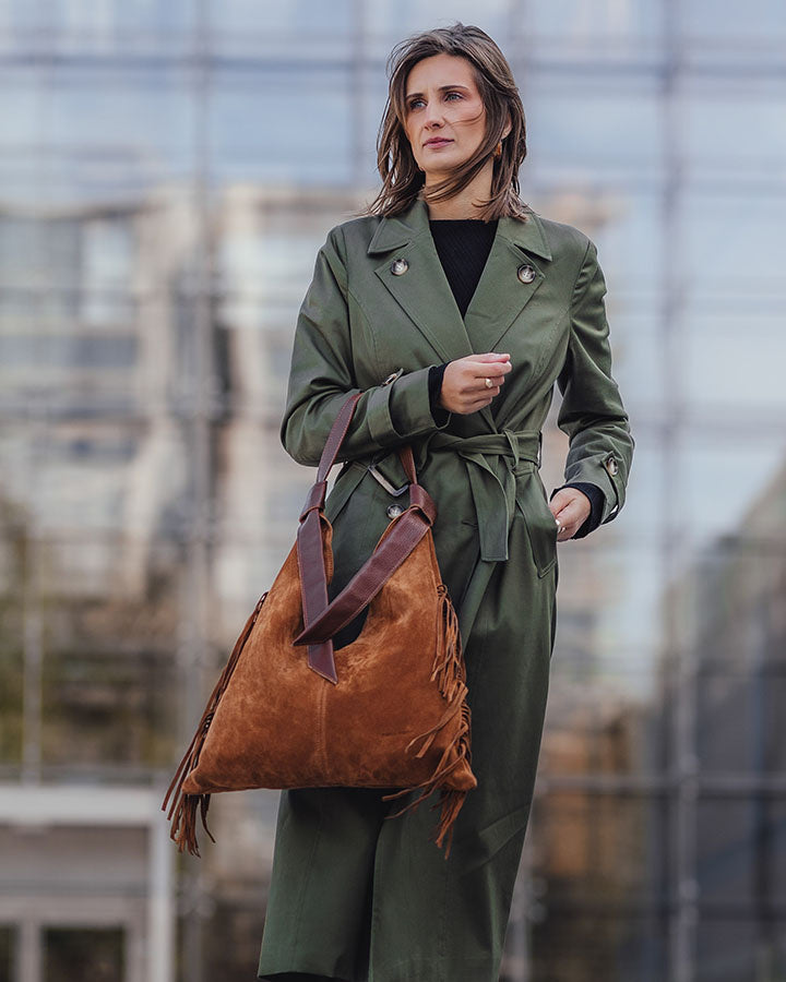 BINOTTO WILD™ Damen Hobo Beuteltasche und Umhängetasche aus italienischem Wildleder