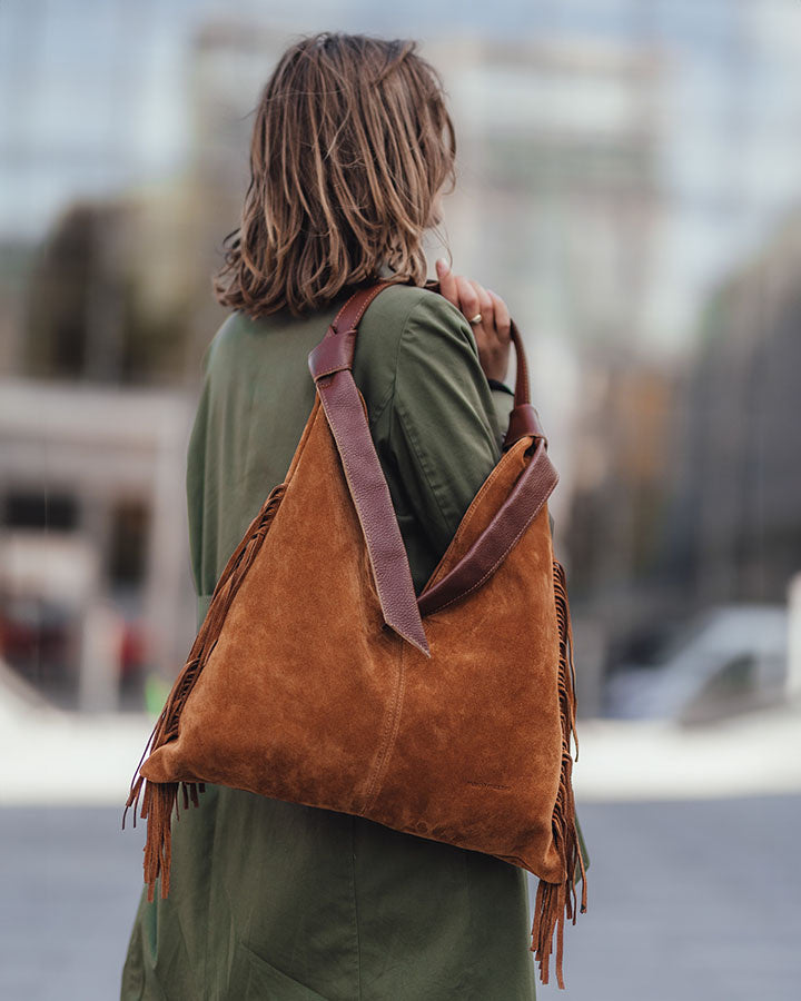 BINOTTO WILD™ Damen Hobo Beuteltasche und Umhängetasche aus italienischem Wildleder