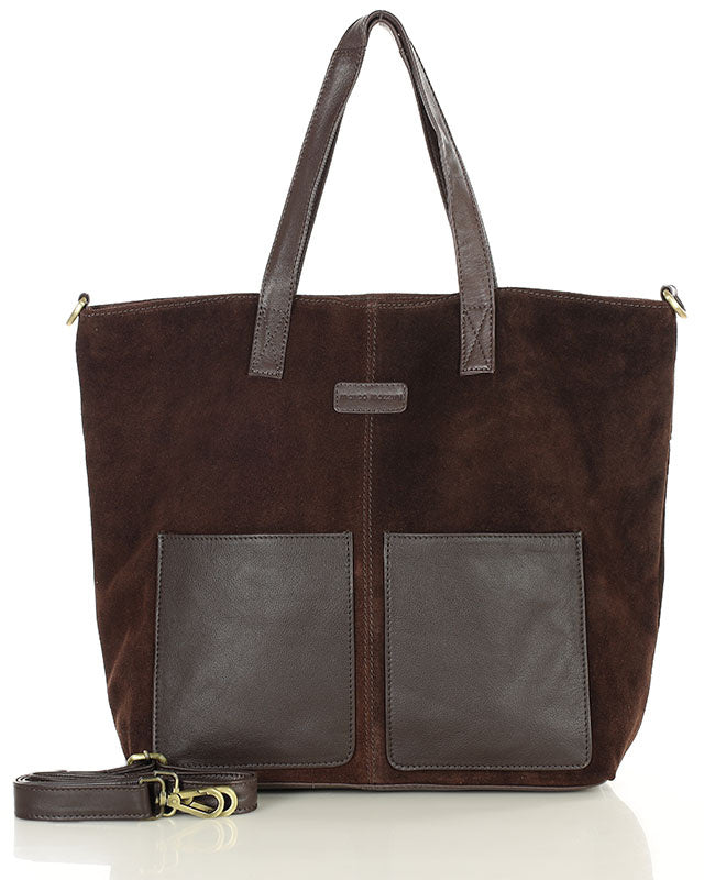 BRESCIA WILD™ Suede Damen-Totebag aus italienischem Wildleder dunkelbraun