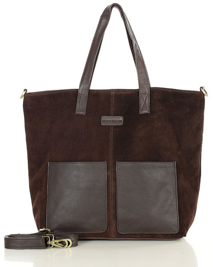 BRESCIA WILD™ Suede Damen-Totebag aus italienischem Wildleder dunkelbraun