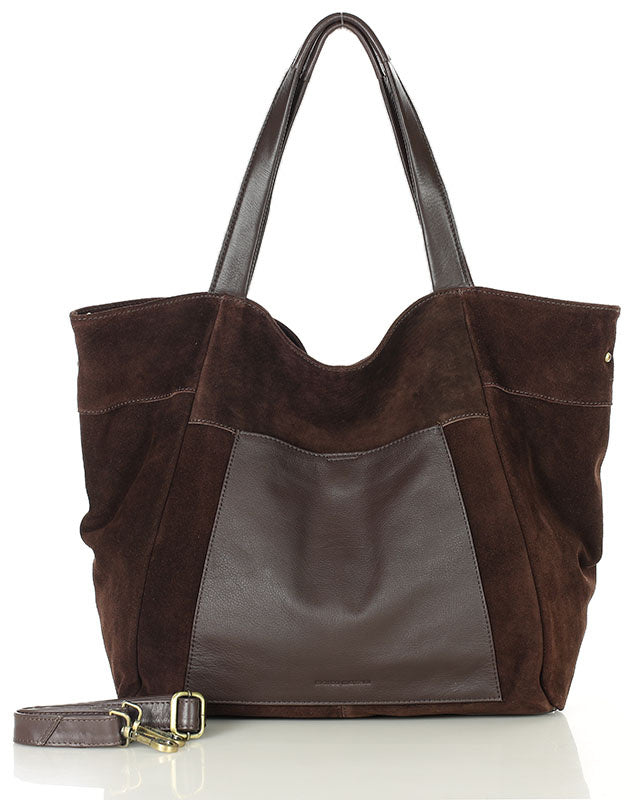 Braun 164z-italienische-wildleder-shopper-tasche-mit-reissverschluss-fur-damen_2 Sacktaschen.com