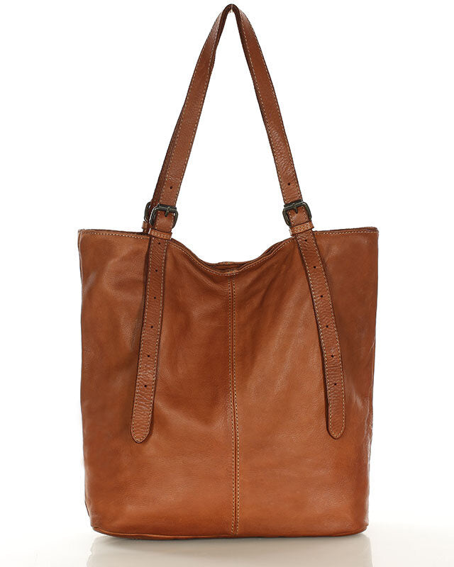 Cognac 165 Women's Tote Bag Leather Bag with Adjustable Straps_8 Sacktaschen.com