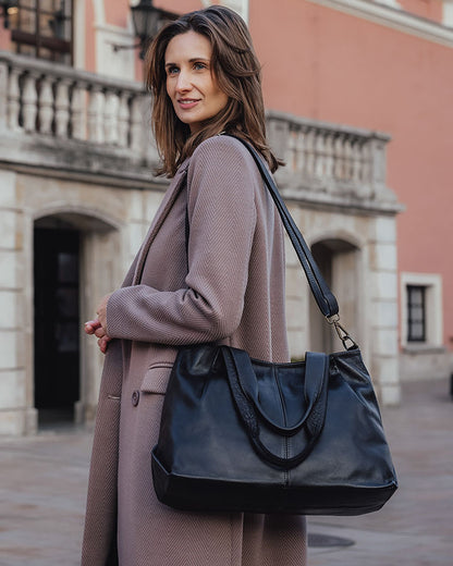 166-Damen-Shopper-Tasche-Leder-tote-bag-schwarz-braun_10 Sacktaschen.com