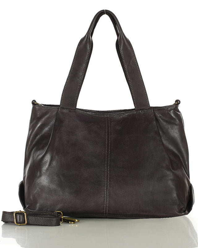 Kaffee 166-Damen-Shopper-Tasche-Leder-tote-bag-schwarz-braun_4 Sacktaschen.com