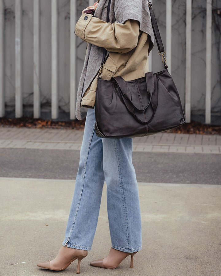 166-Damen-Shopper-Tasche-Leder-tote-bag-schwarz-braun_6 Sacktaschen.com