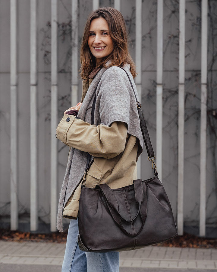 166-Damen-Shopper-Tasche-Leder-tote-bag-schwarz-braun_7 Sacktaschen.com