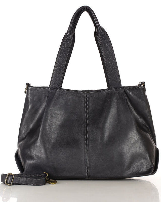 Schwarz 166-Damen-Shopper-Tasche-Leder-tote-bag-schwarz_2 Sacktaschen.com