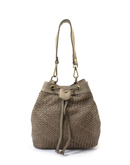 CUPIDO● Sac Seau Bucket pour Femme en cuir tressé souple