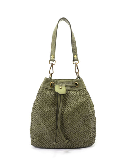 CUPIDO● Damen Bucket Bag aus weichem geflochten Leder