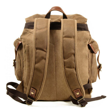 WAX SCOUT™ Mochila bolso grande de lona encerada con piel para hombre y mujer