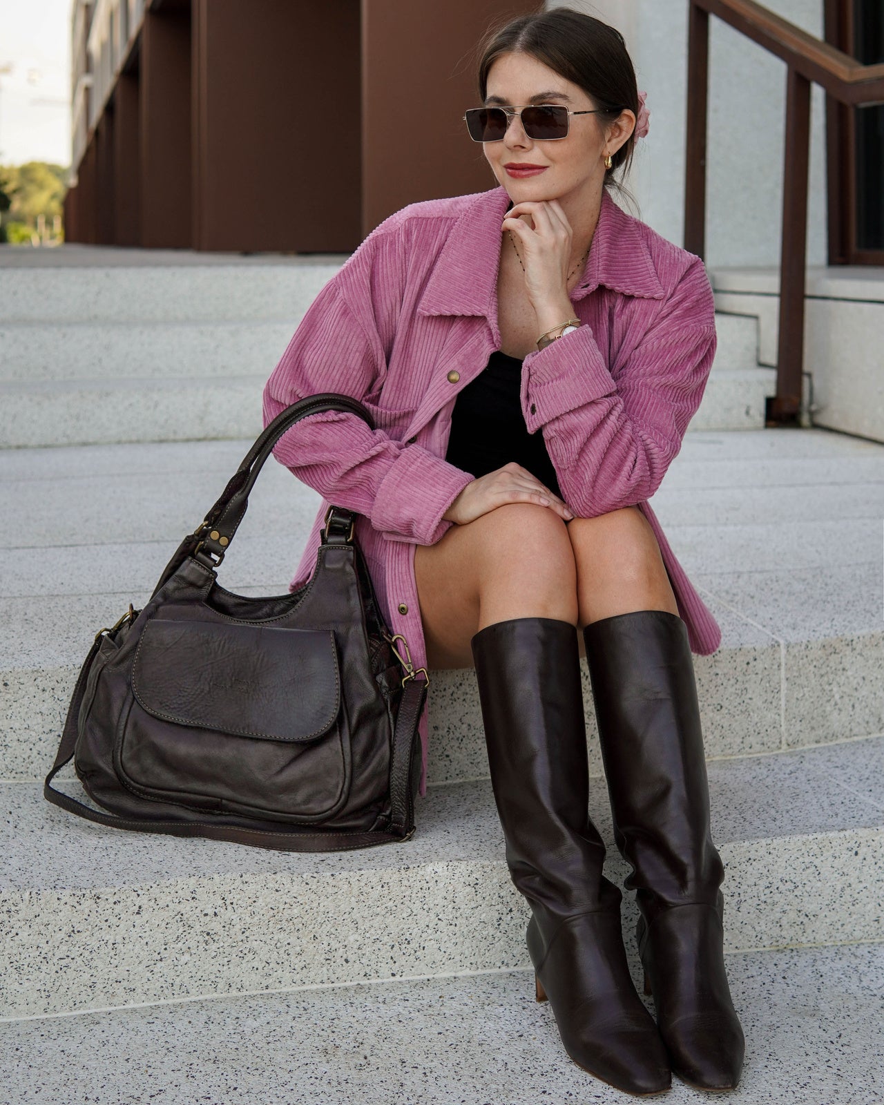 LENE™ Leder Satteltasche Schultertasche für Damen. Zwei-Kammer