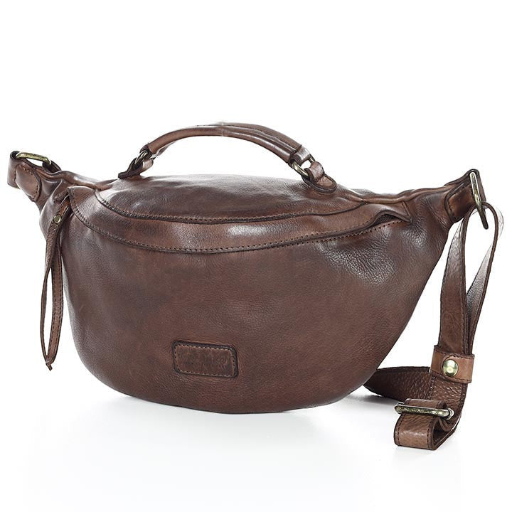 Brown TORINO● Große Lederbauchtasche für damen m. RV. Sacktaschen.com