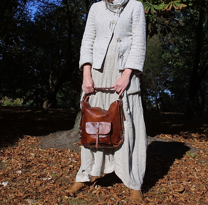 Sac dos femme 2 en 1 en cuir noir ou marron