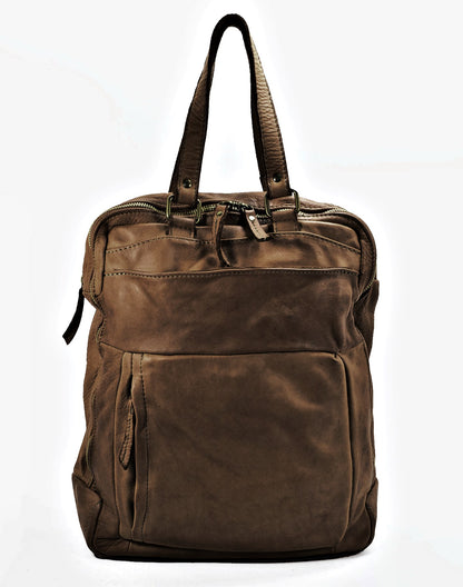 Kaffee BORGO● Lederrucksack mit Laptopfach – Wandelbarer 2-in-1 Business Rucksack & Aktentasche aus Echtleder Sacktaschen.com