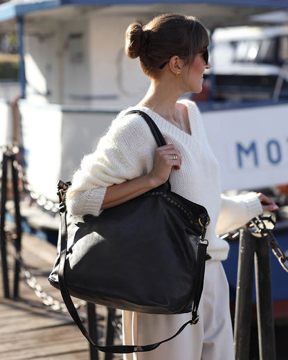 CAMILLE™ Shopper Ledertasche mit reißverschluss & nieten