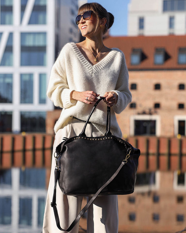 CAMILLE™ Shopper Ledertasche mit reißverschluss & nieten