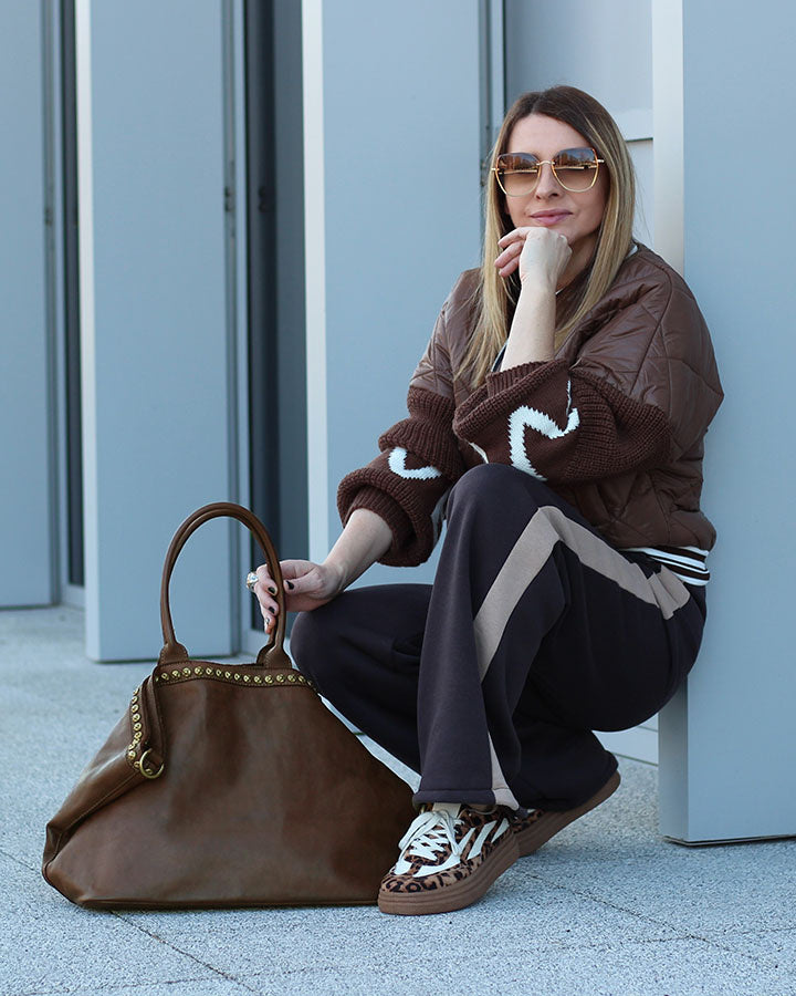 CAMILLE™ Shopper Ledertasche mit reißverschluss & nieten