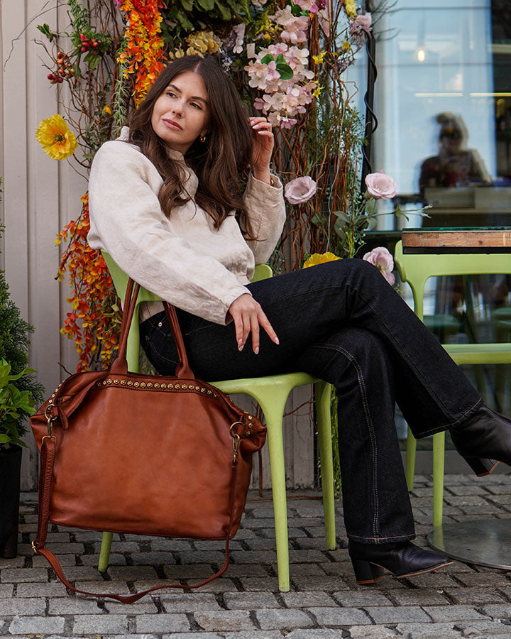 CAMILLE™ Shopper Ledertasche mit reißverschluss & nieten