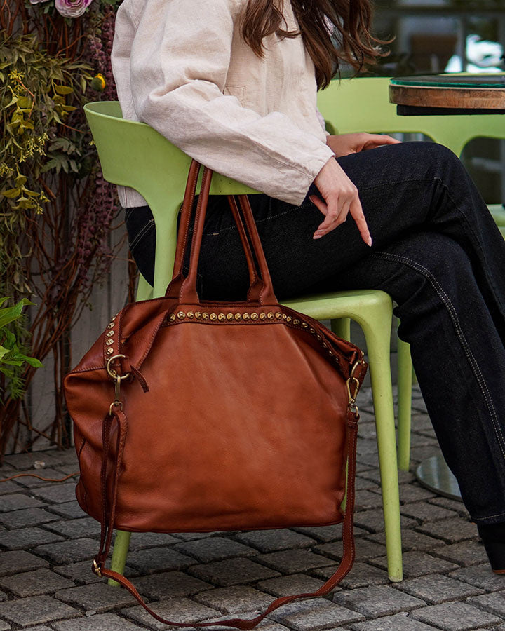 CAMILLE™ Shopper Ledertasche mit reißverschluss & nieten