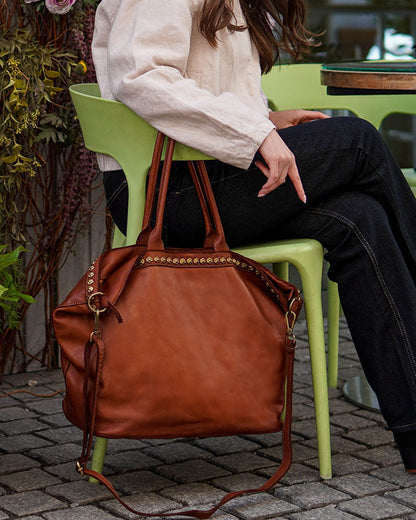 CAMILLE™ Shopper Ledertasche mit reißverschluss & nieten