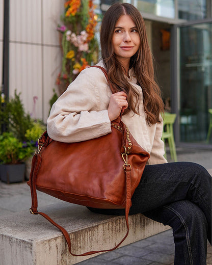 CAMILLE™ Shopper Ledertasche mit reißverschluss & nieten