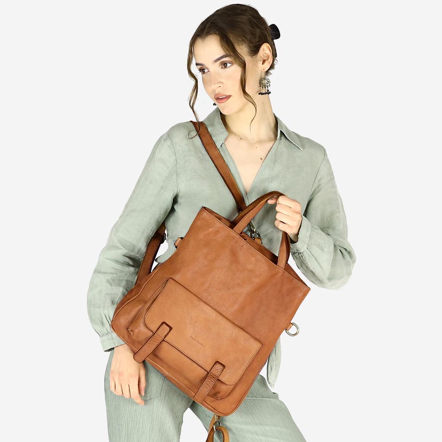 Leather hot sale tote backpack