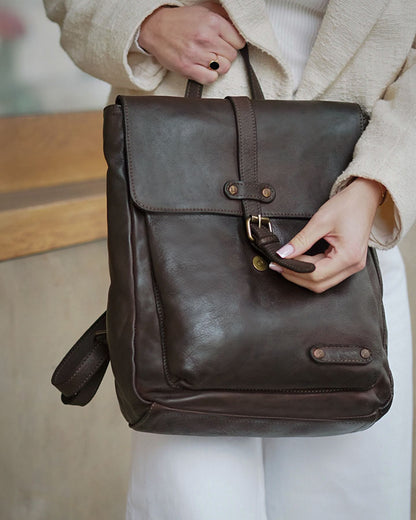 OLDEN● Vintage Rucksack für Damen aus weichem Leder