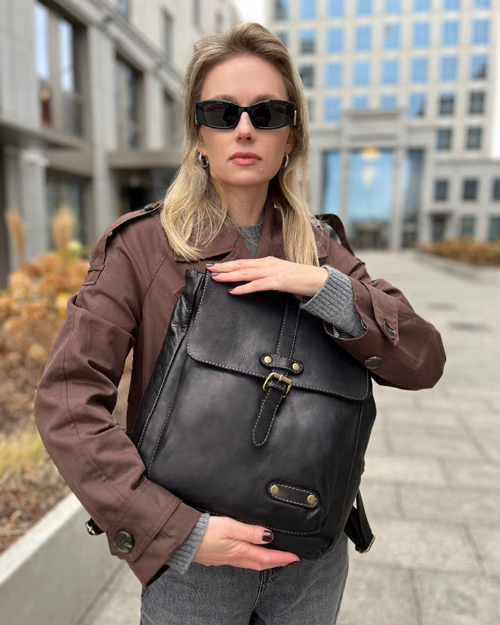 OLDEN● Vintage Rucksack für Damen aus weichem Leder