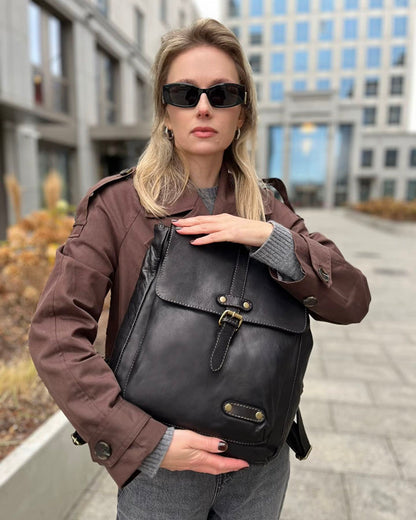 OLDEN● Vintage Rucksack für Damen aus weichem Leder