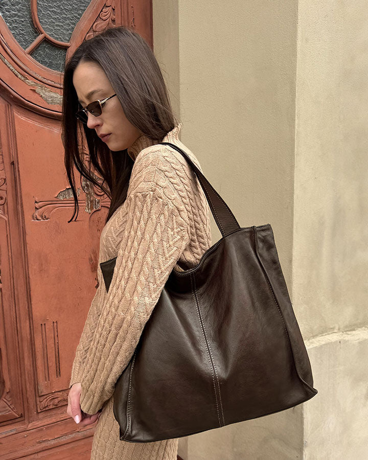 SOHO TOSCA● Einfache Shopper Tasche für Damen aus italienisches Leder