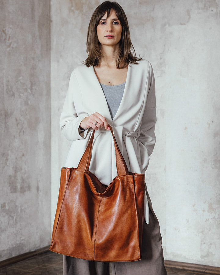 (outlet) SOHO TOSCA● Einfache Shopper Tasche für Damen aus italienisches Leder Sacktaschen.com