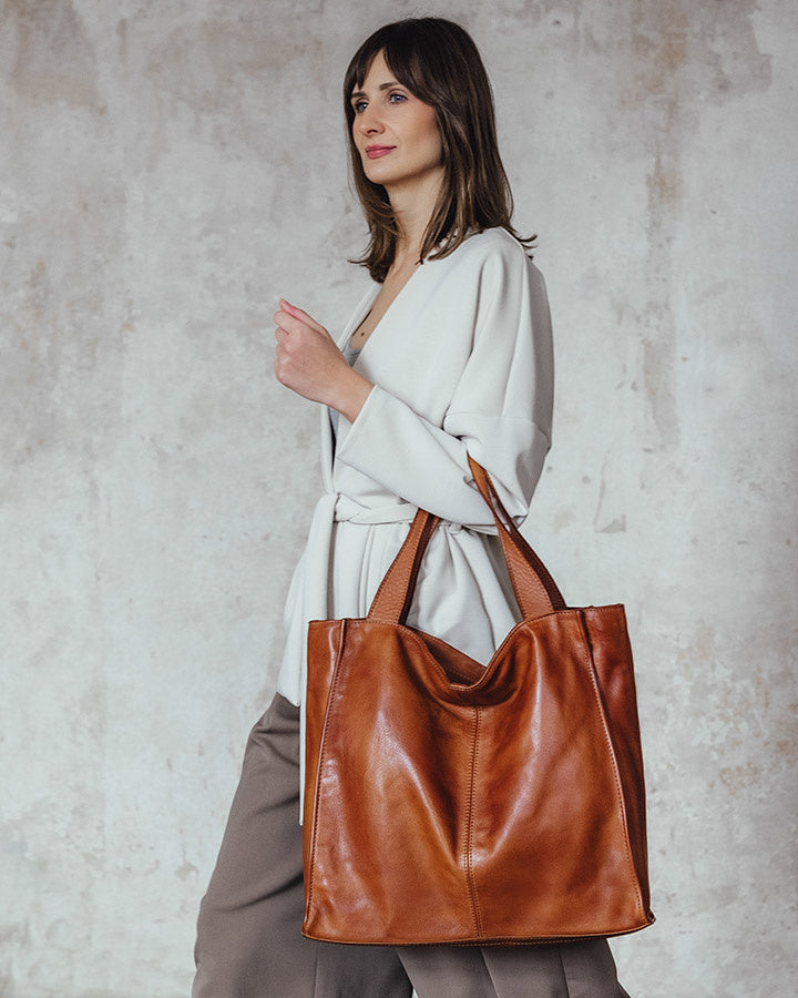 (outlet) SOHO TOSCA● Einfache Shopper Tasche für Damen aus italienisches Leder Sacktaschen.com