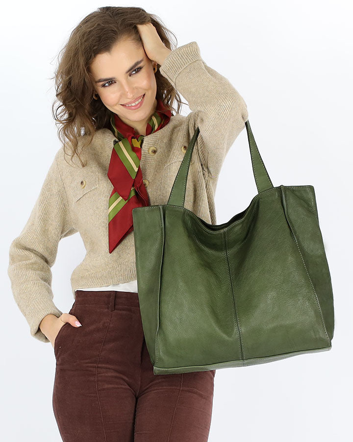 (outlet) SOHO TOSCA● Einfache Shopper Tasche für Damen aus italienisches Leder Sacktaschen.com