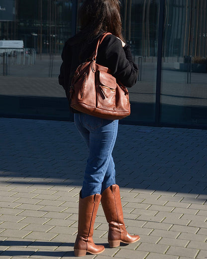 LESACK Leder Schultertasche im Weekender-Stil