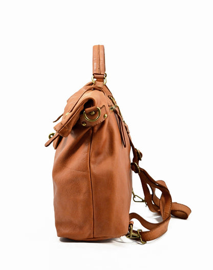 MATTINO● Gran mochila vintage 3 en 1 bolso de cuero para las mujeres y los hombres. hecho a mano en Italia