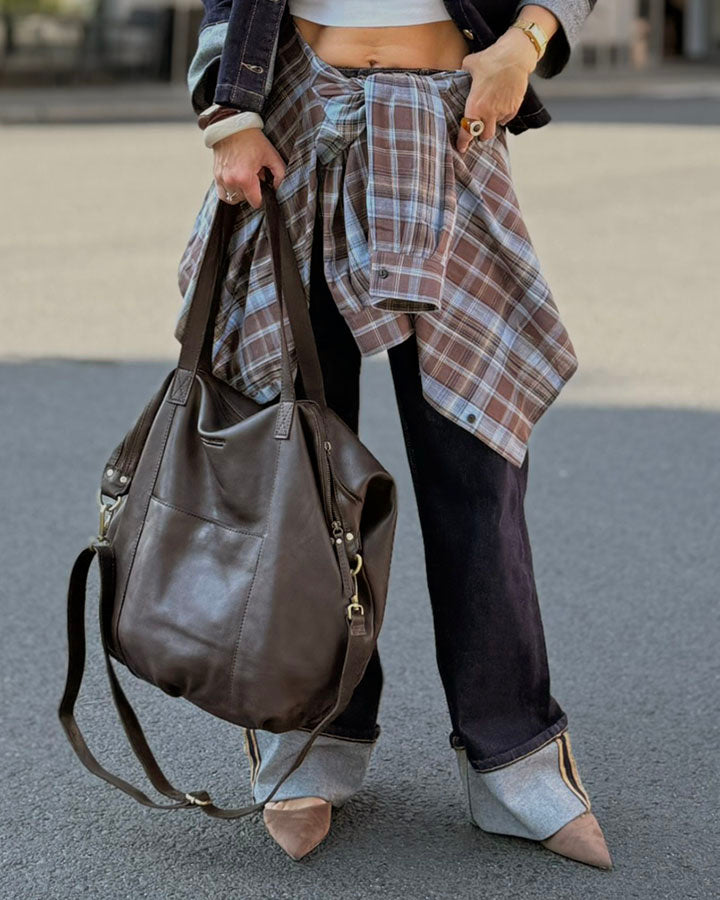 YOTTI™ Große Leder-Schultertasche Crossbody mit Reißverschluss