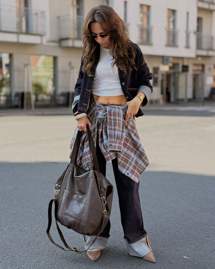 YOTTI™ Große Leder-Schultertasche Crossbody mit Reißverschluss