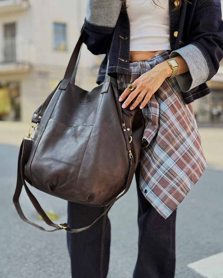 YOTTI™ Große Leder-Schultertasche Crossbody mit Reißverschluss