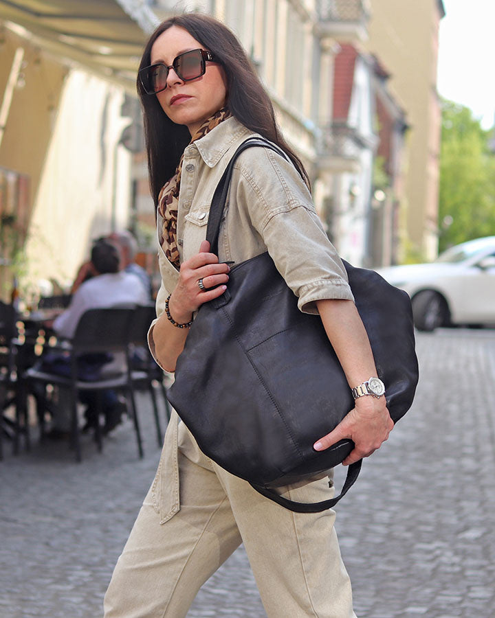 YOTTI™ Große Leder-Schultertasche Crossbody mit Reißverschluss