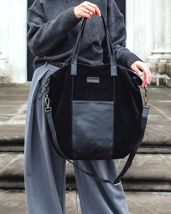 YOTTI WILD Große Wildleder Schultertasche Crossbody mit Reißverschluss