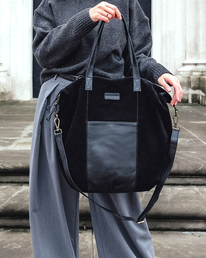 YOTTI WILD Große Wildleder Schultertasche Crossbody mit Reißverschluss