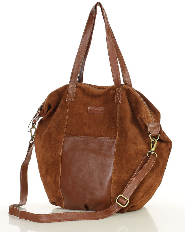 YOTTI WILD Große Wildleder Schultertasche Crossbody mit Reißverschluss