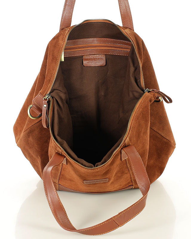 YOTTI WILD Große Wildleder Schultertasche Crossbody mit Reißverschluss