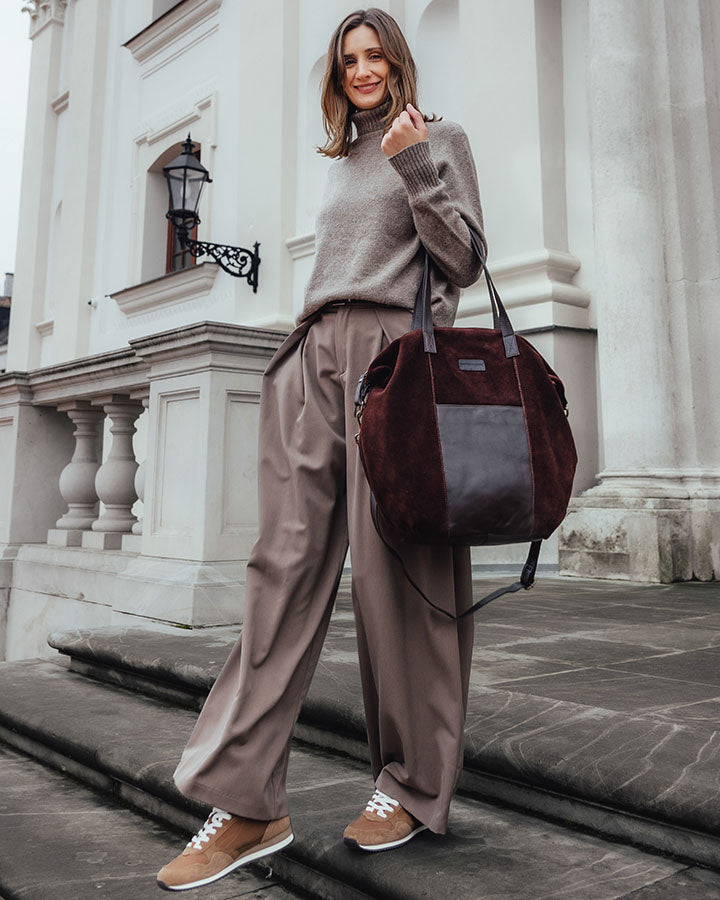 YOTTI WILD Große Wildleder Schultertasche Crossbody mit Reißverschluss